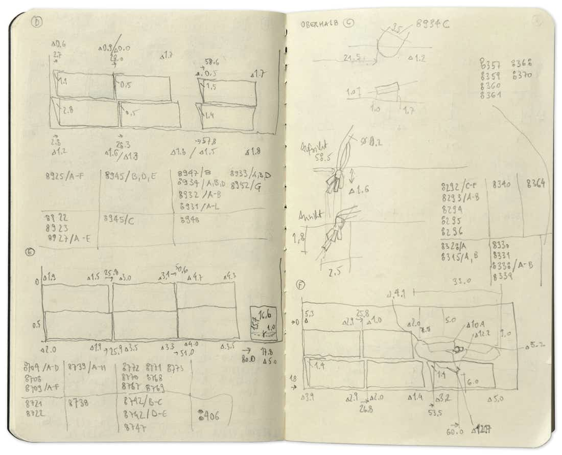 Pageview of the sketchbook of the series »Depot« [Storage] by Herbert Stattler.