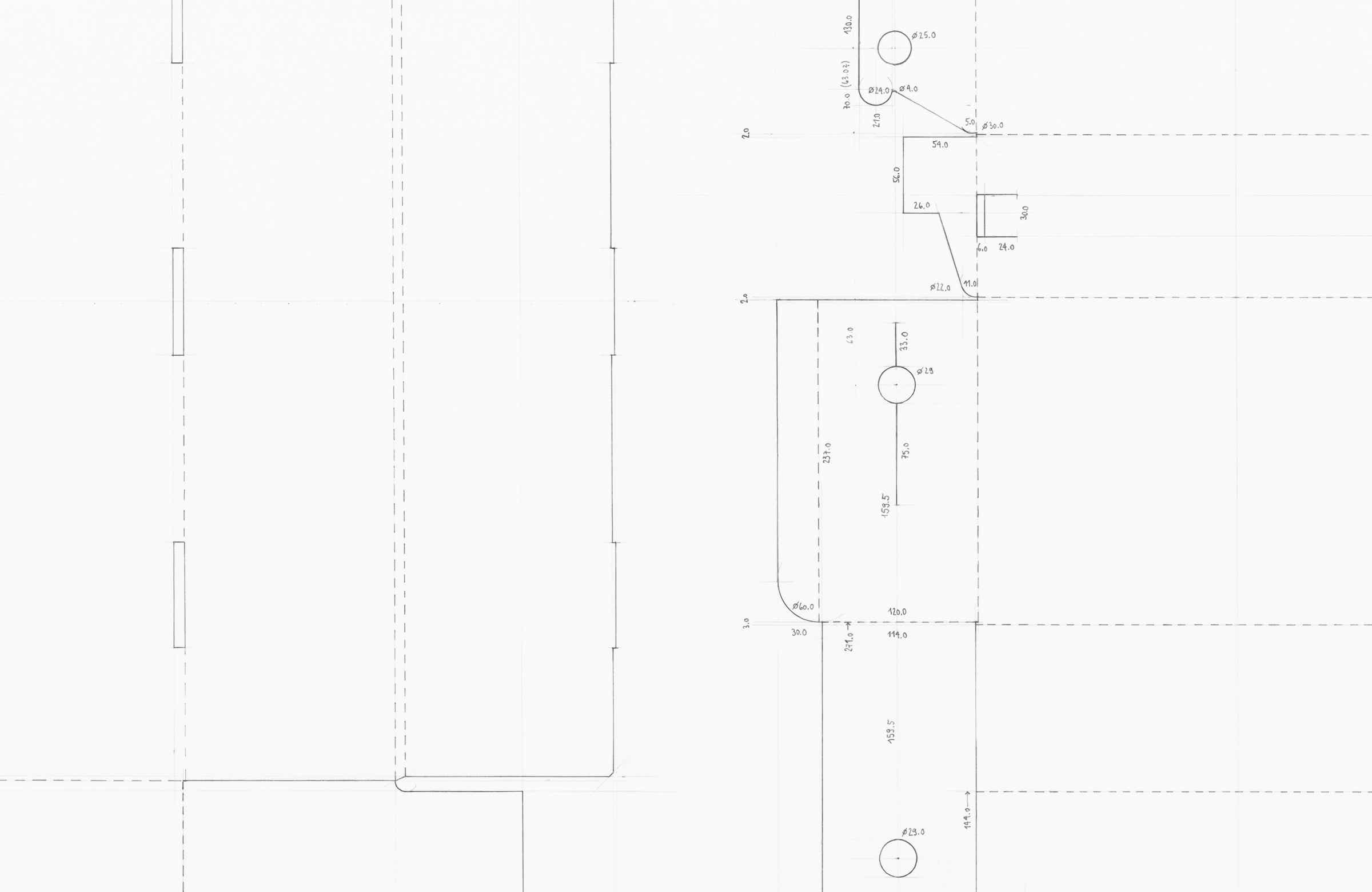 Pencil drawing of the series »Depot« [Storage] by Herbert Stattler.