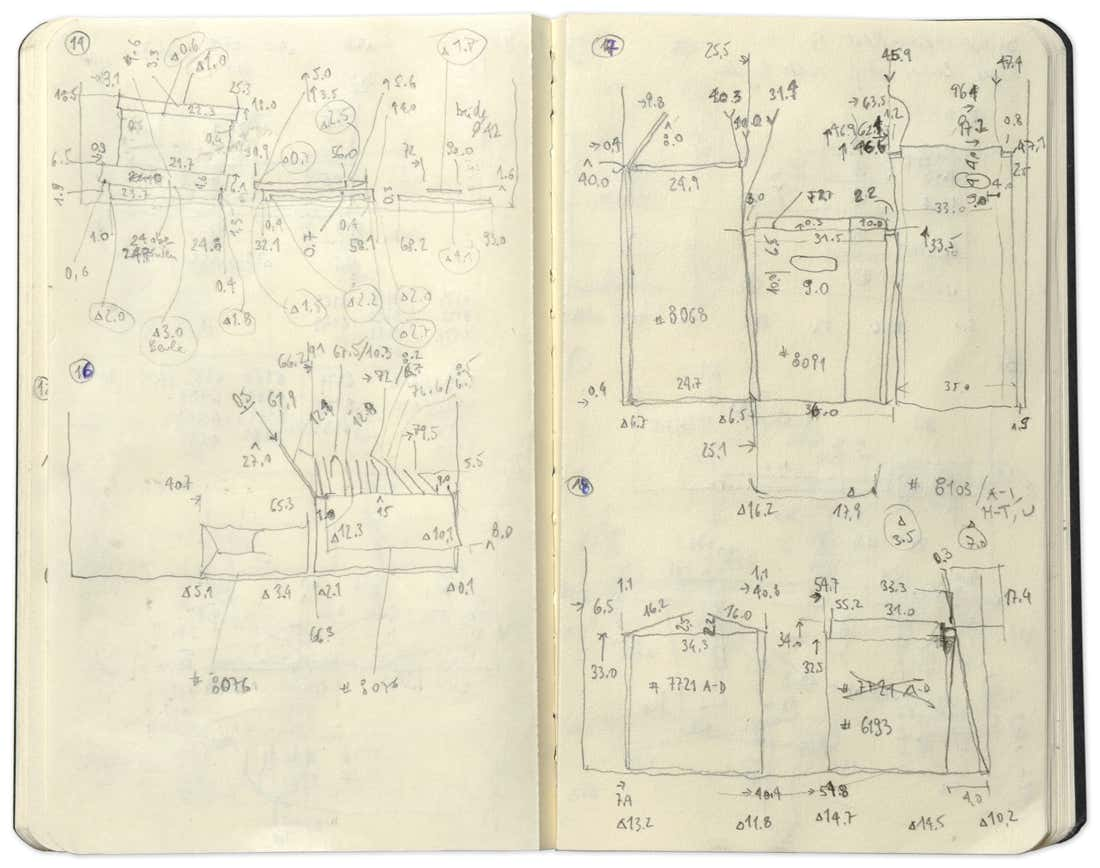 Pageview of the sketchbook of the series »Depot« [Storage] by Herbert Stattler.