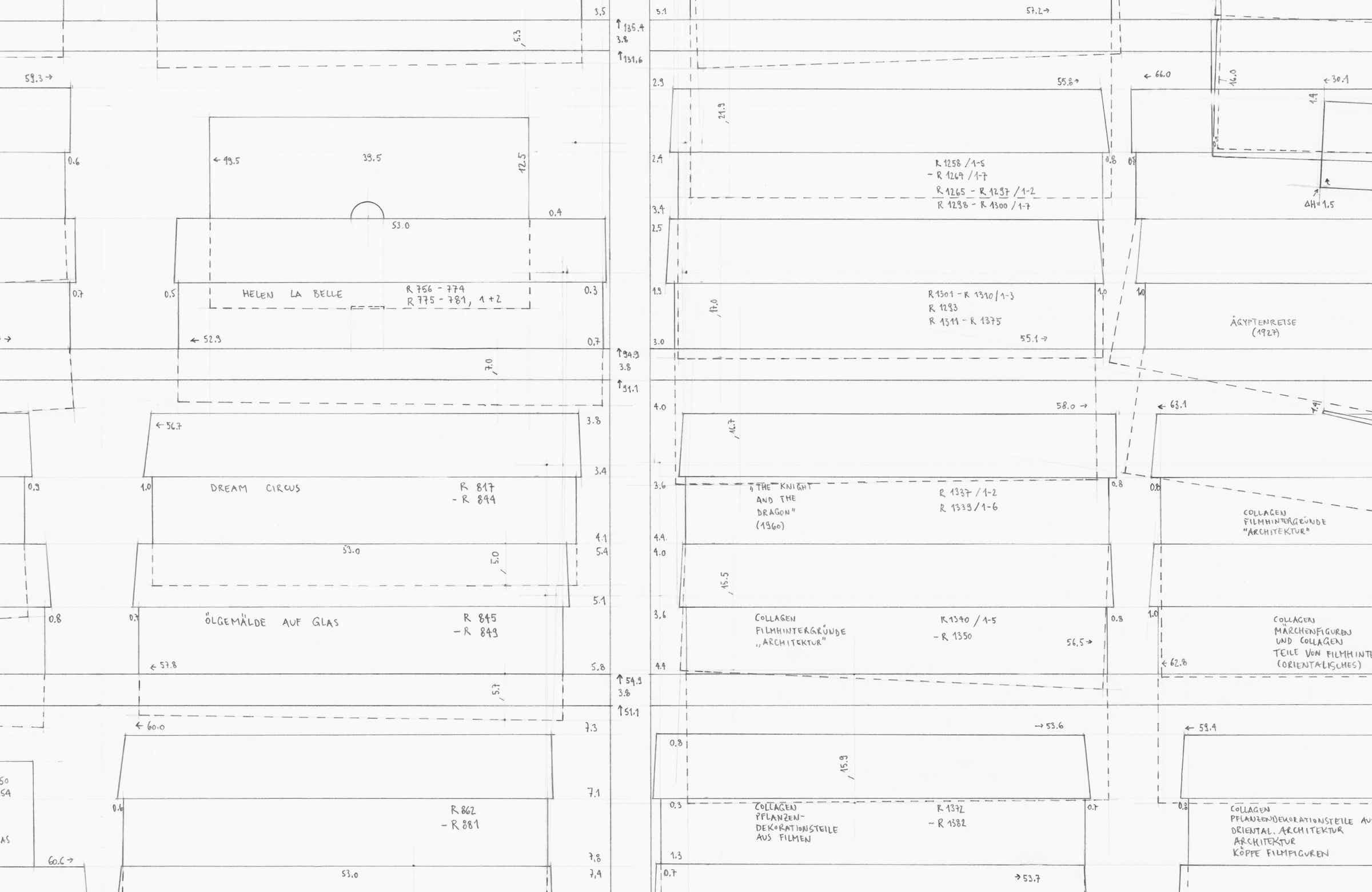 Pencil drawing of the series »Depot« [Storage] by Herbert Stattler.