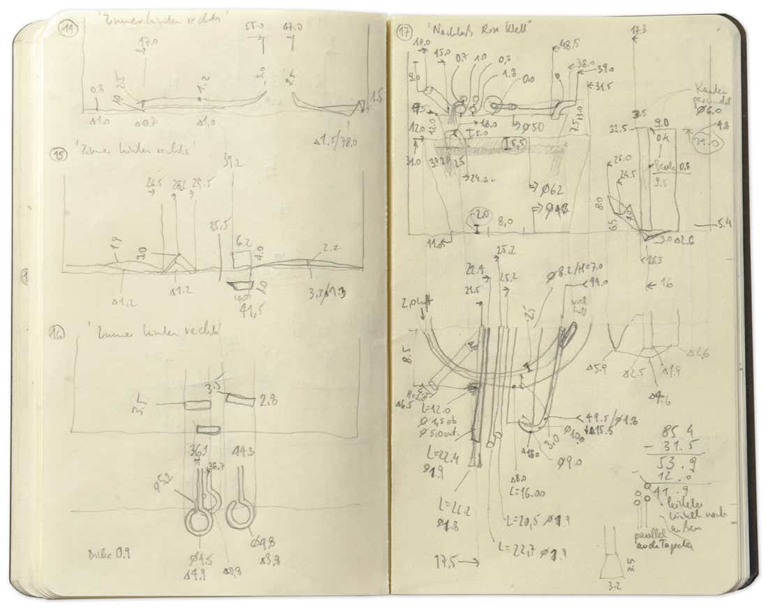 Pageview of the sketchbook of the series »Depot« [Storage] by Herbert Stattler.