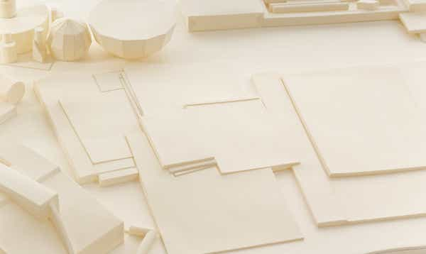 Paper object of the series »Schreibtische« [Desks] by Herbert Stattler.